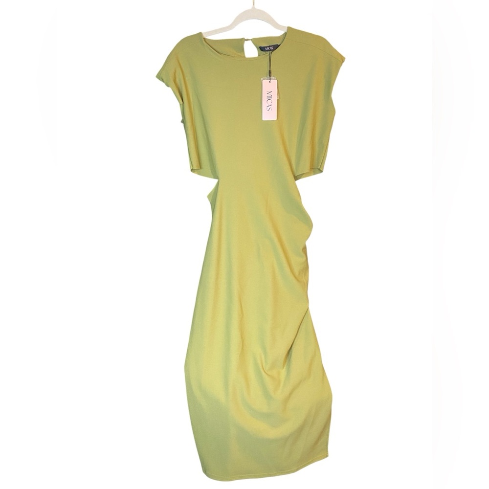 NWT Micas Olive Green Cut Out Maxi Dress, Size XL